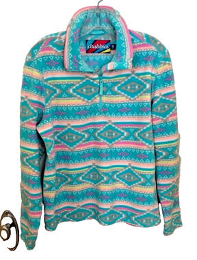 Chubbies Sweater Mens XS Green 1/4 Zip Pullover Fleece Aztec Southwestern